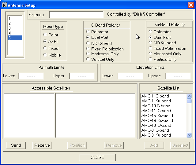 Antenna Setup Dialog