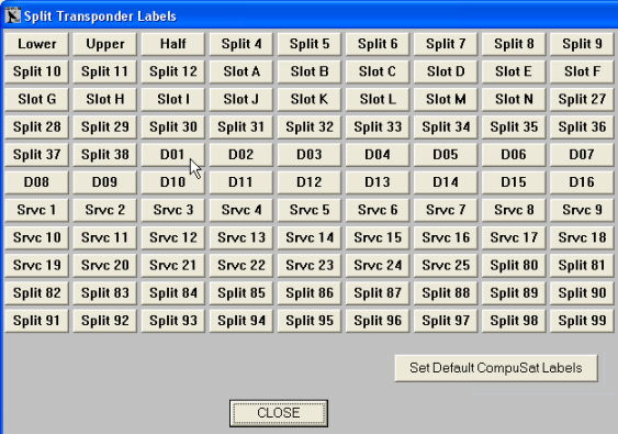 Split Transponders screen