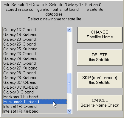 Select New Satellite Name