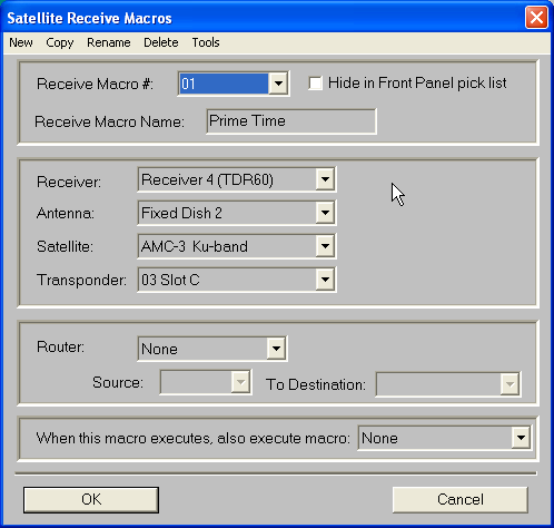 Receive Macro Editor