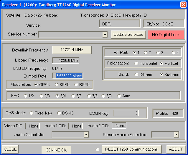 Receiver monitor screen